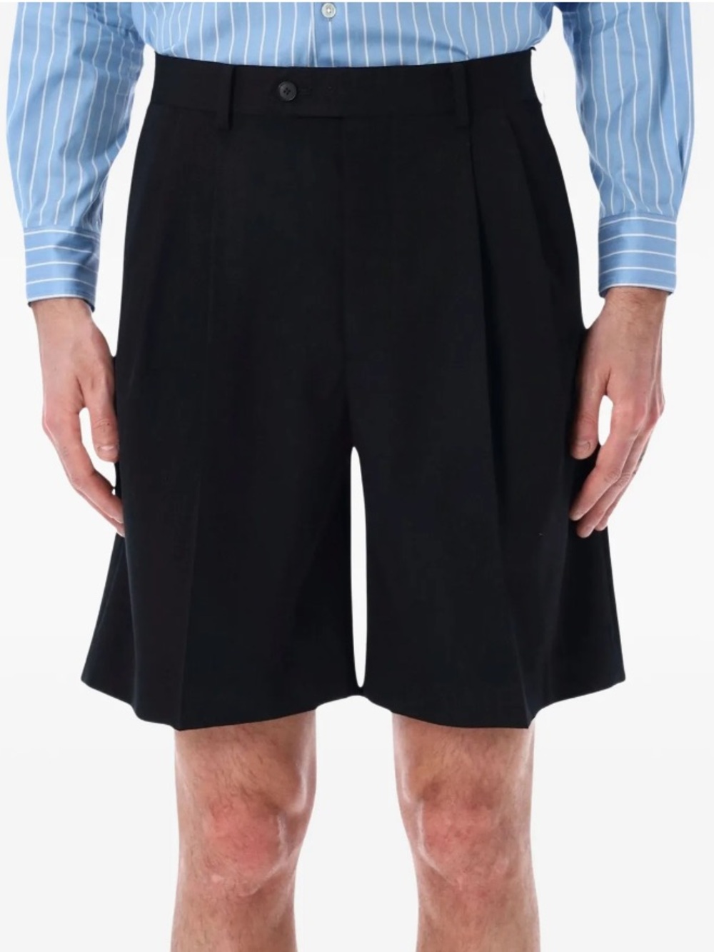 Men's Black Flat Front Dress Shorts